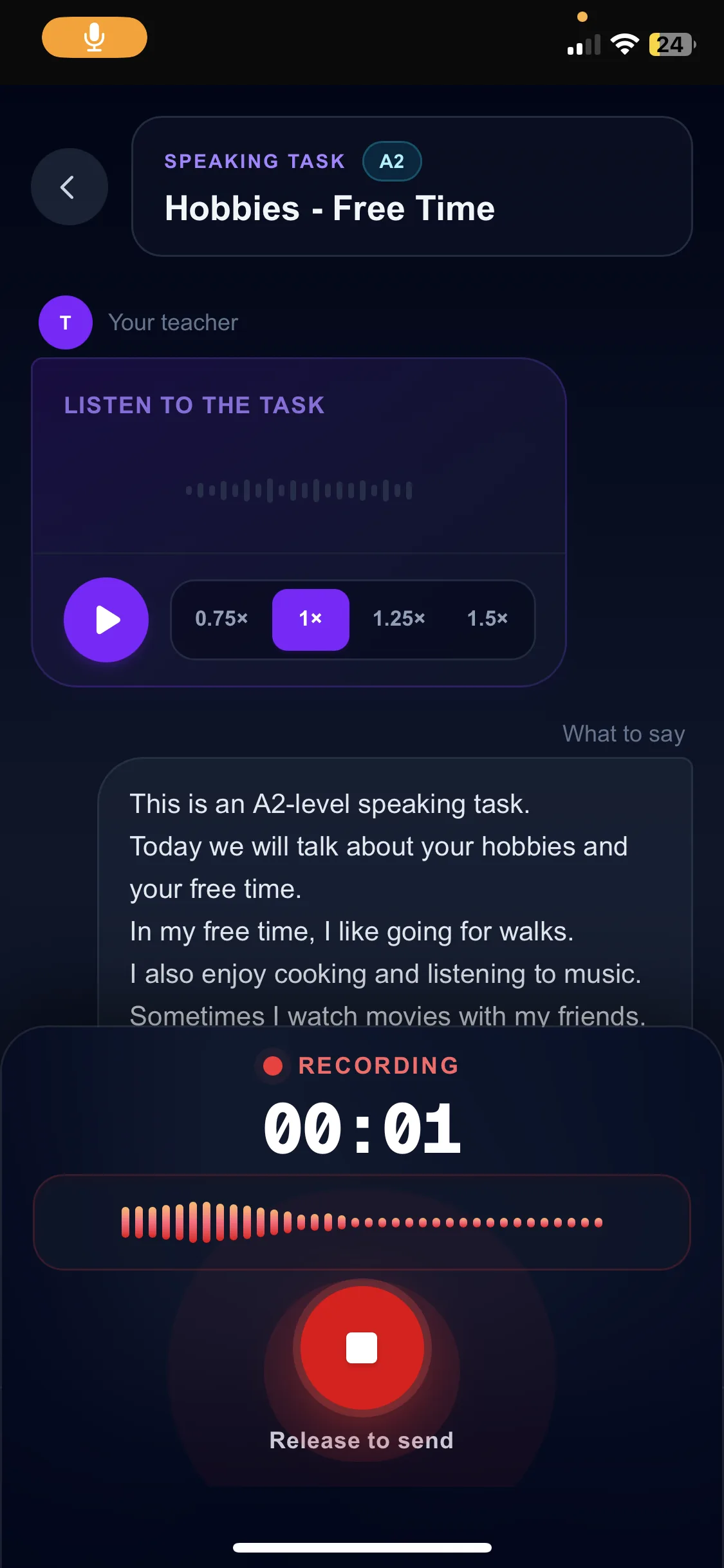 Recording a spoken response